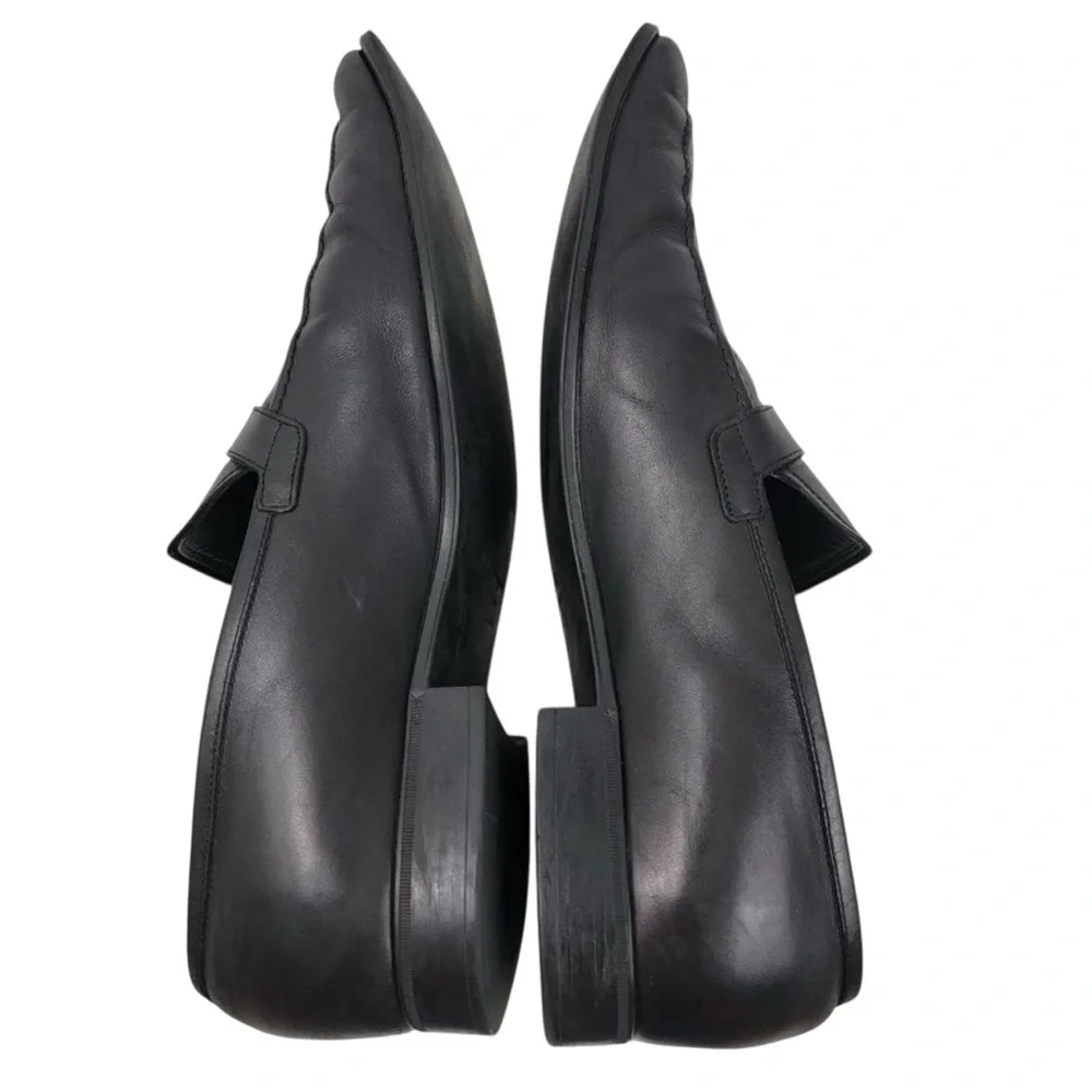 Salvatore Ferragamo Black Leather Loafers Side Buckle 9.5D